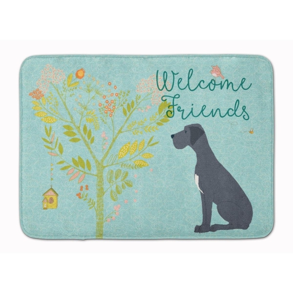 Carolines Treasures Welcome Friends Black Great Dane Machine Washable Memory Foam Mat BB7587RUG - main